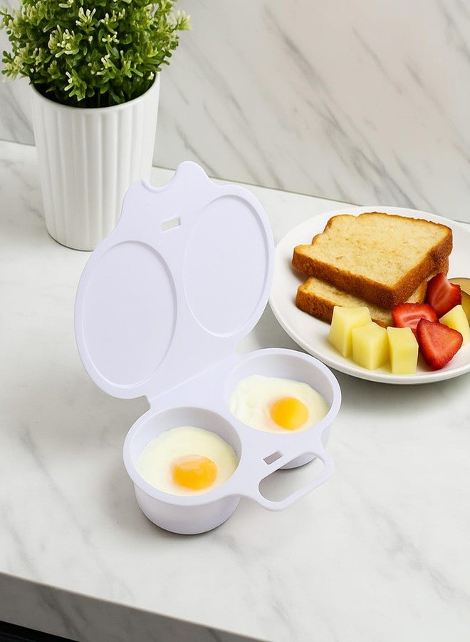 Guduling Microwave Egg Poacher 2 Eggs,White Egg Poacher,2 Cavity Nonstick Poached Eggs Maker With Lid,Egg Poachers Microwave Egg Cooker,Kitchen Dining Specialty Cookware - Image 5